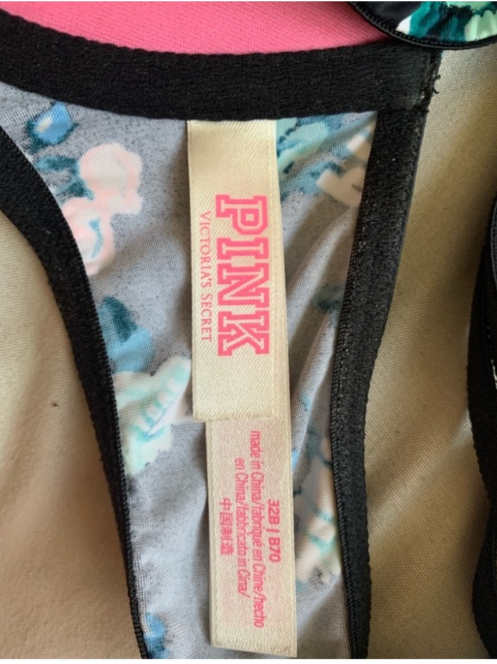 PINK Victoria's Secret Black Floral Strappy Back Push-Up Bra - Picture 4 of 4